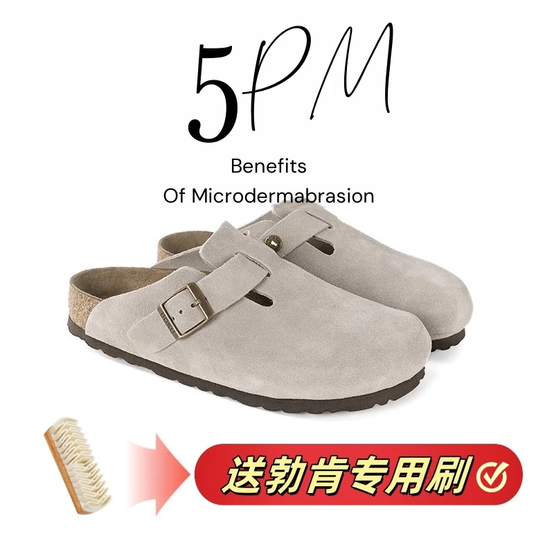 赵露思同款2025夏季牛皮厚底软木女舒适软底时尚包头厚底勃肯鞋