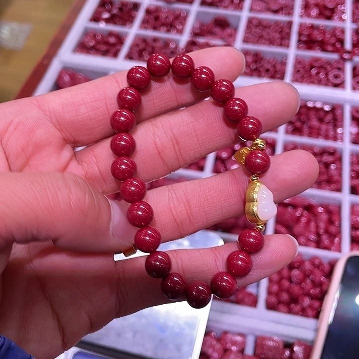 天然辰砂紫金砂8毫米葫芦手链