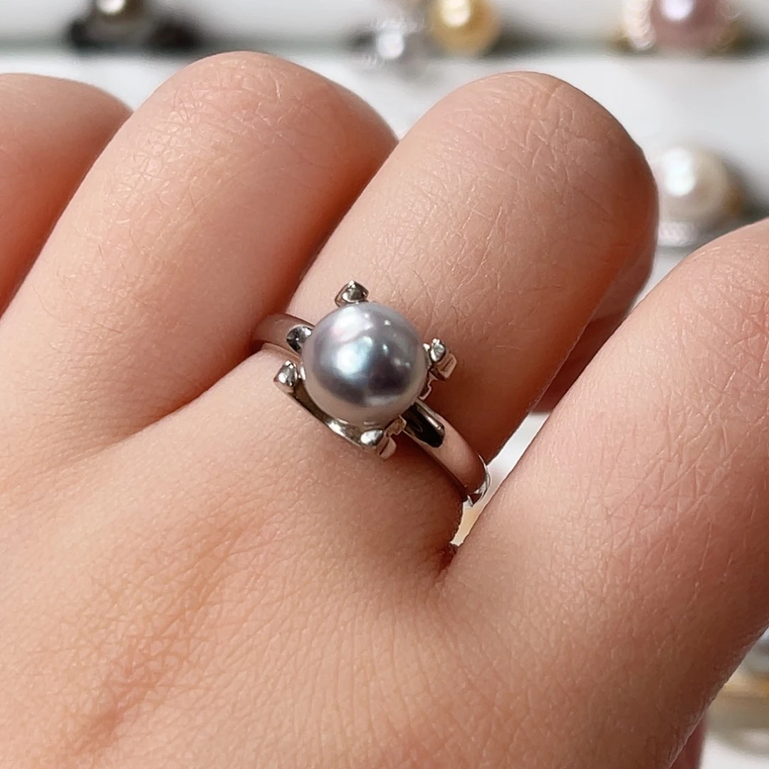 海水珍珠戒指银S925镶嵌