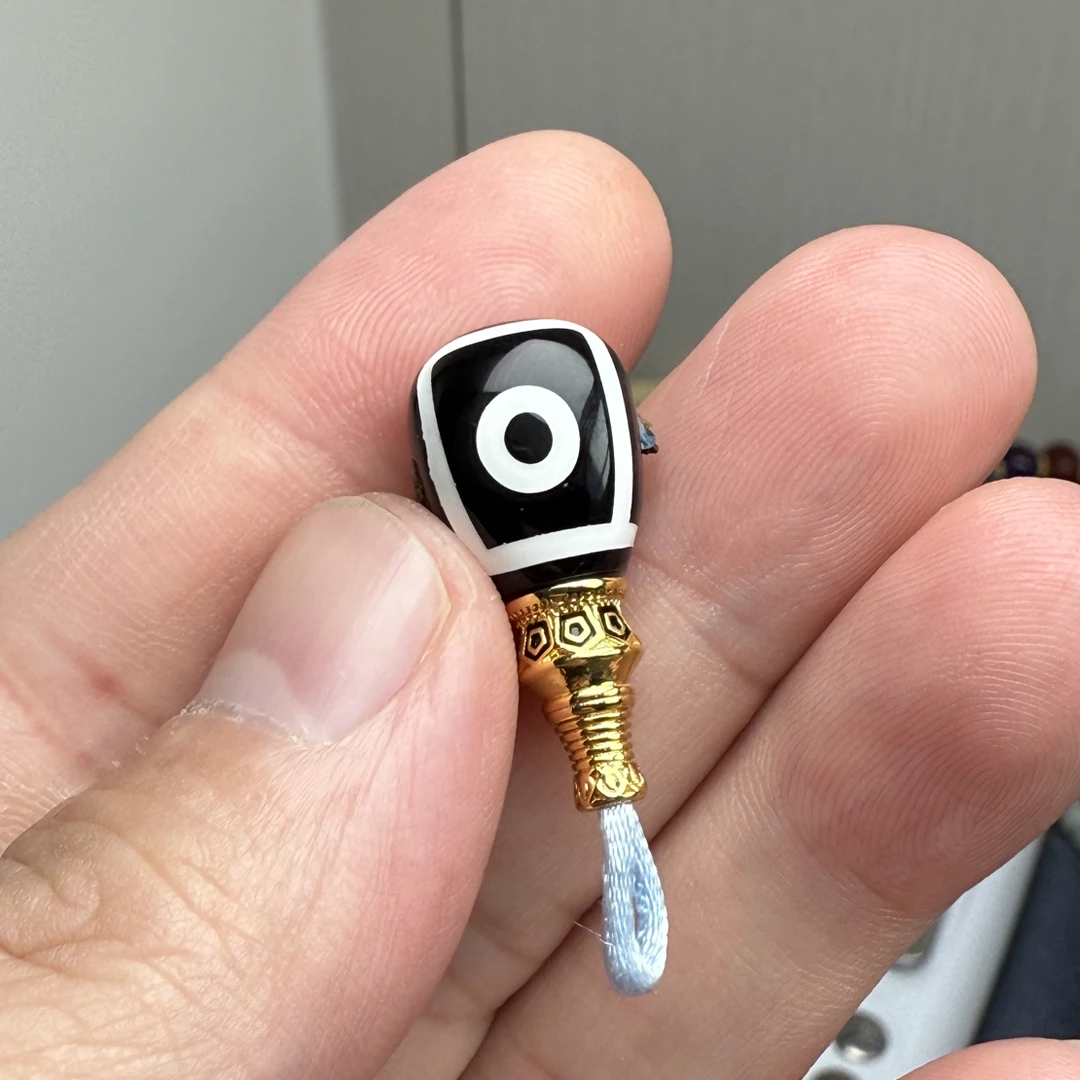 如意两眼天珠三通直径高25直径对孔11mm