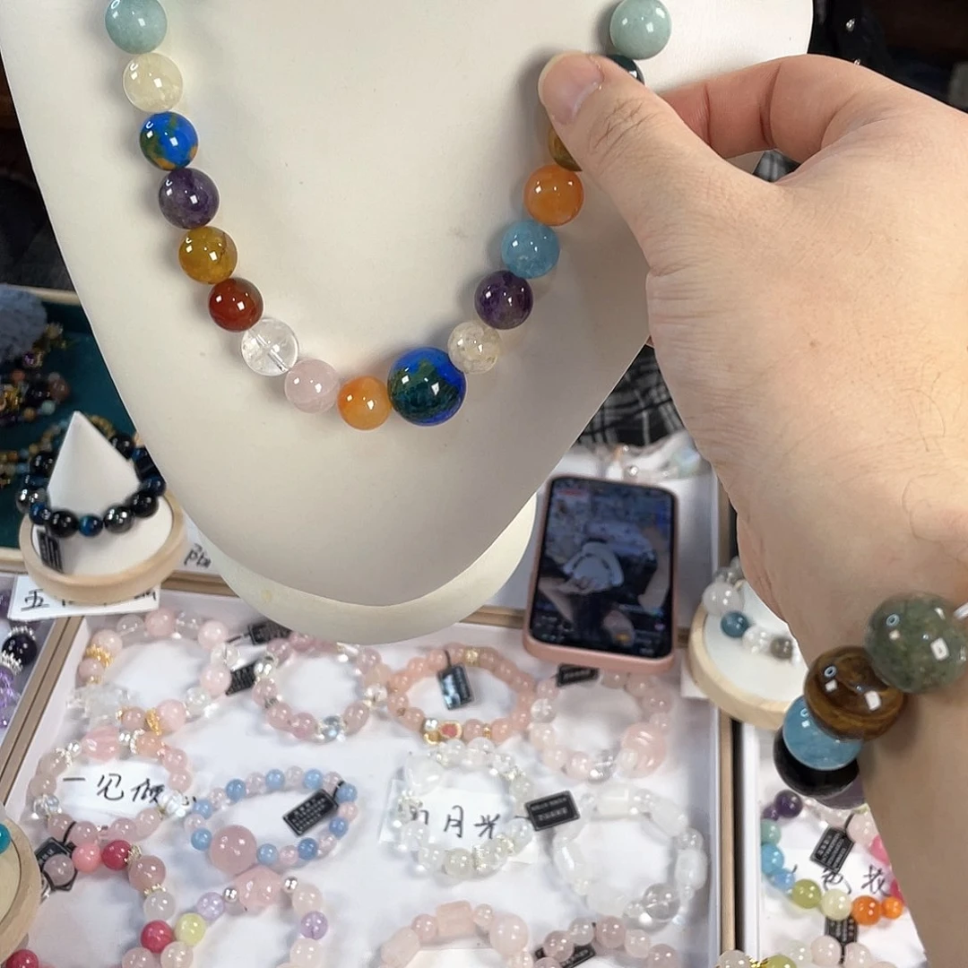 水晶手链银S925镀金镶嵌