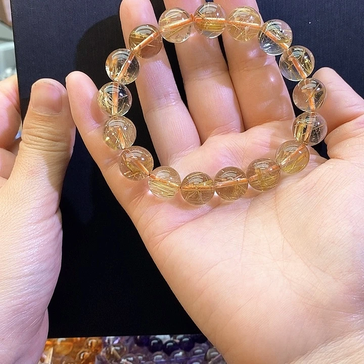 水晶手链未镶嵌金钛晶12+