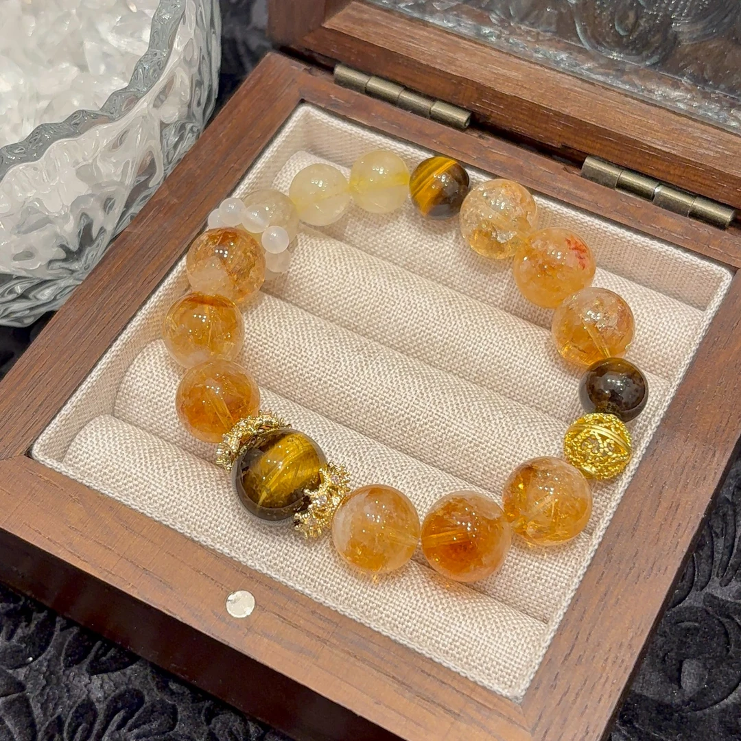 【一眼心动】黄塔晶黄虎眼天然水晶手串女款单圈2025百搭手链