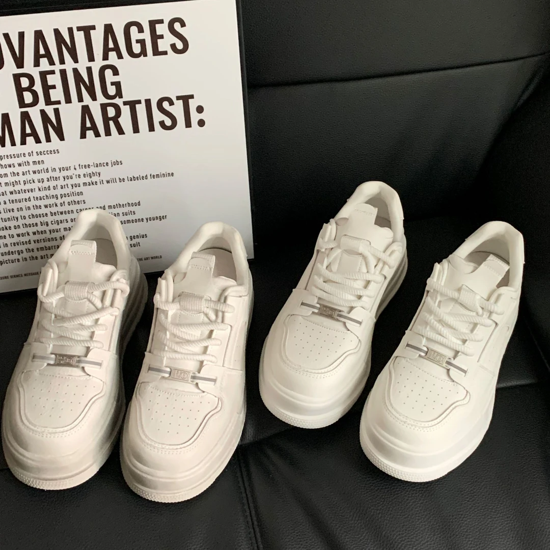 松糕厚底擦色做旧小白鞋女2025年春季新款舒适轻便休闲运动板鞋