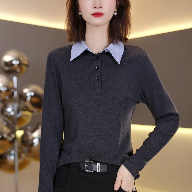时尚秋季新款女长袖打底2025秋装洋气显瘦上衣 7091