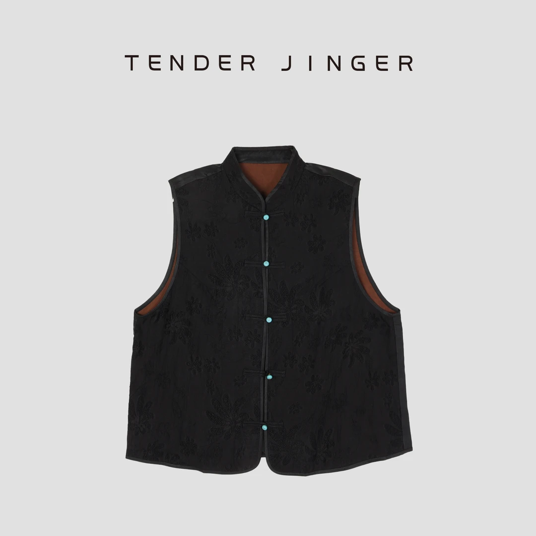 Tender Jinger【黑标】剪花红云纱拼龟纹马甲T52GCC30946