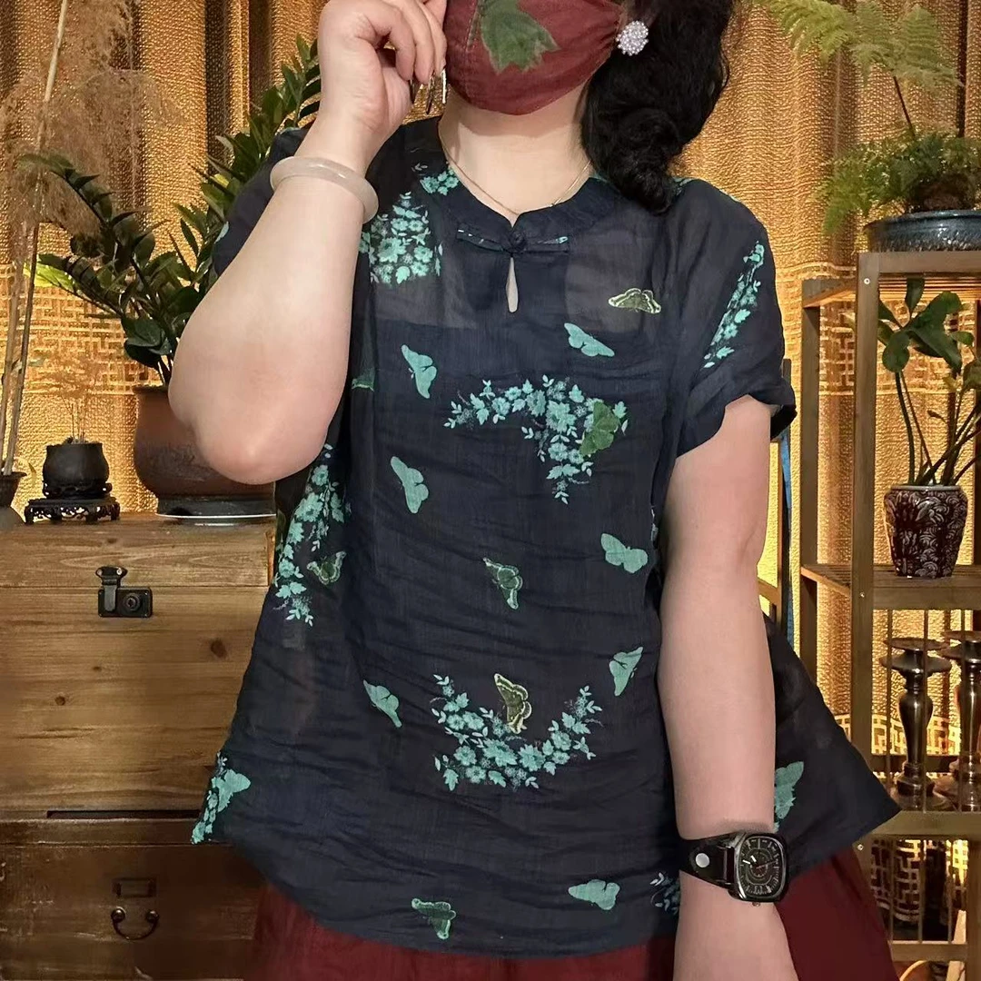 麻四--原创苎麻复古国风时尚休闲百搭中式盘扣领上衣