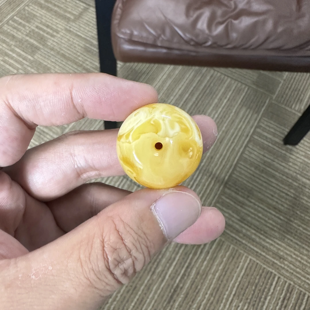 【星涔珠宝-琥珀蜜蜡】天然原矿S级焦皮浓蜡妖孽面包扣子28*20