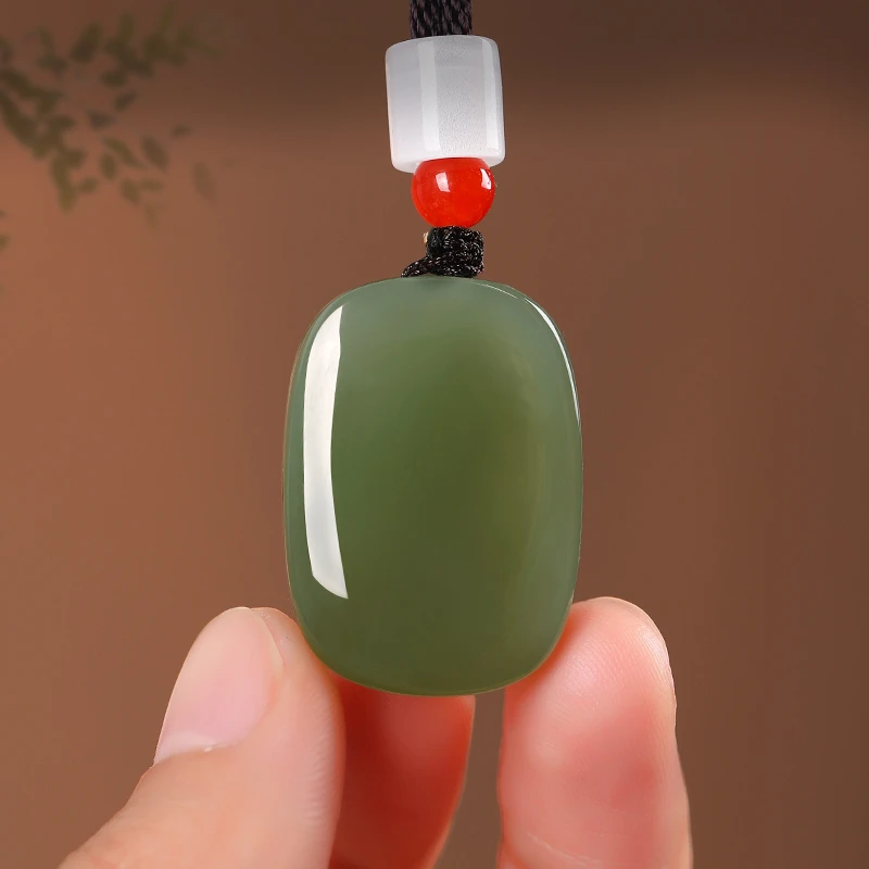 保真和田玉平安无事牌吊坠男女款青玉平安牌玉佩玉石无字玉牌项链