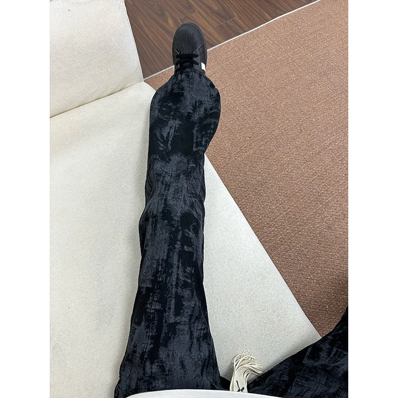 美式复古扎染休闲裤子男款高街vibe阔腿长裤宽松显瘦运动直筒卫裤