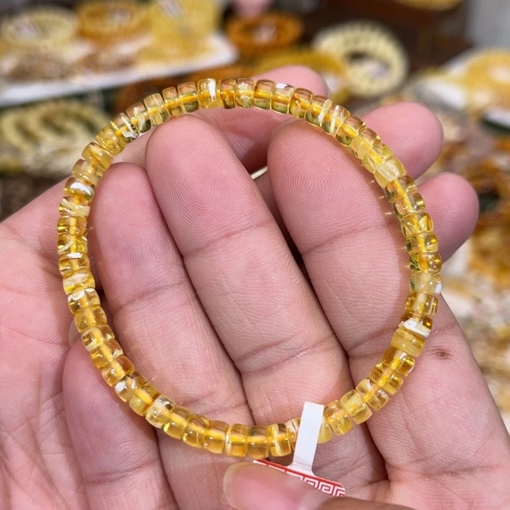 蜜蜡未镶嵌手链拉丝纹5.0mm