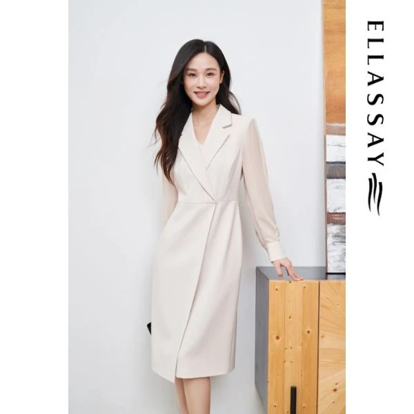 ELLASSAY歌力思新款高定款三醋酸中长款气质连衣裙女EWF353Y02500