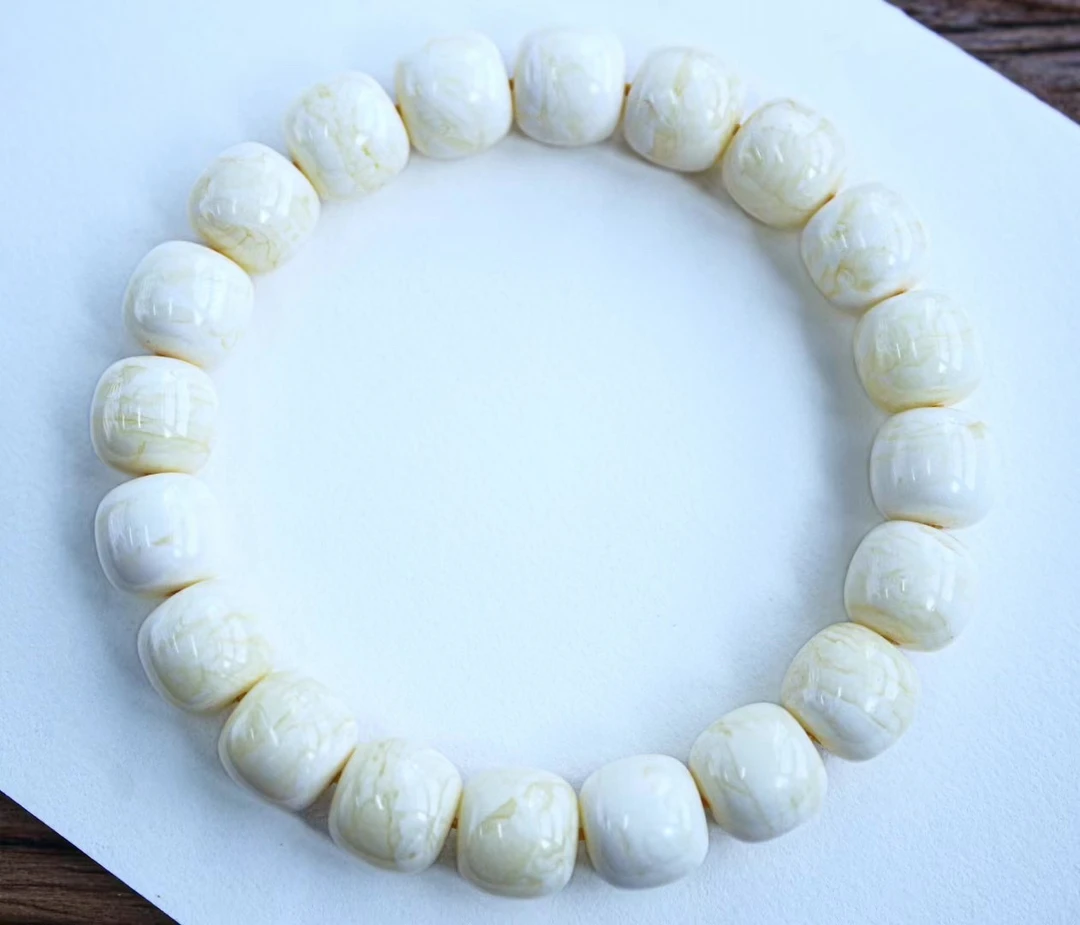 同料11mm瓷虎皮顺纹老型珠手串，蜡质浓郁饱满品颗颗顺纹16.54克