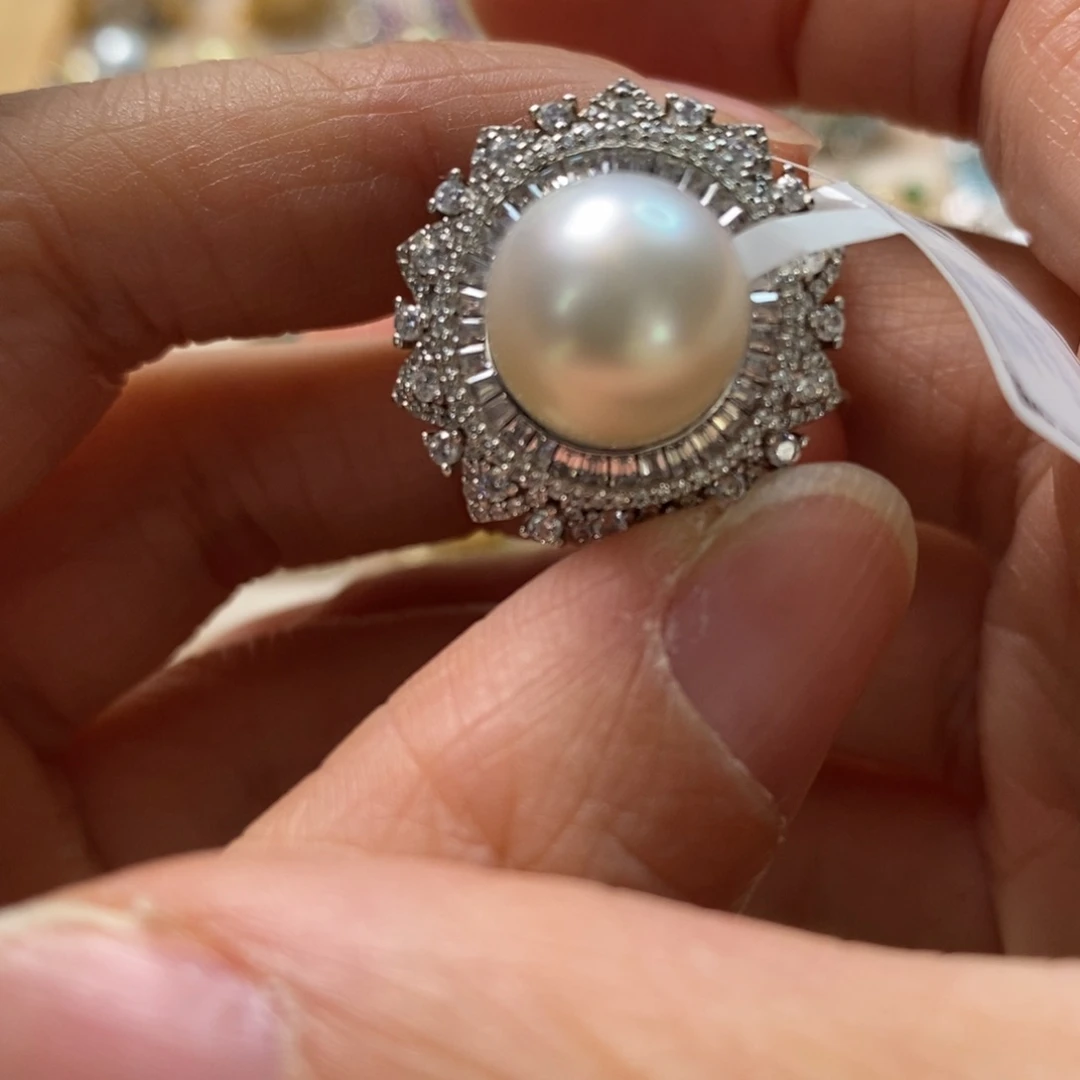 海水珍珠戒指银S925镶嵌