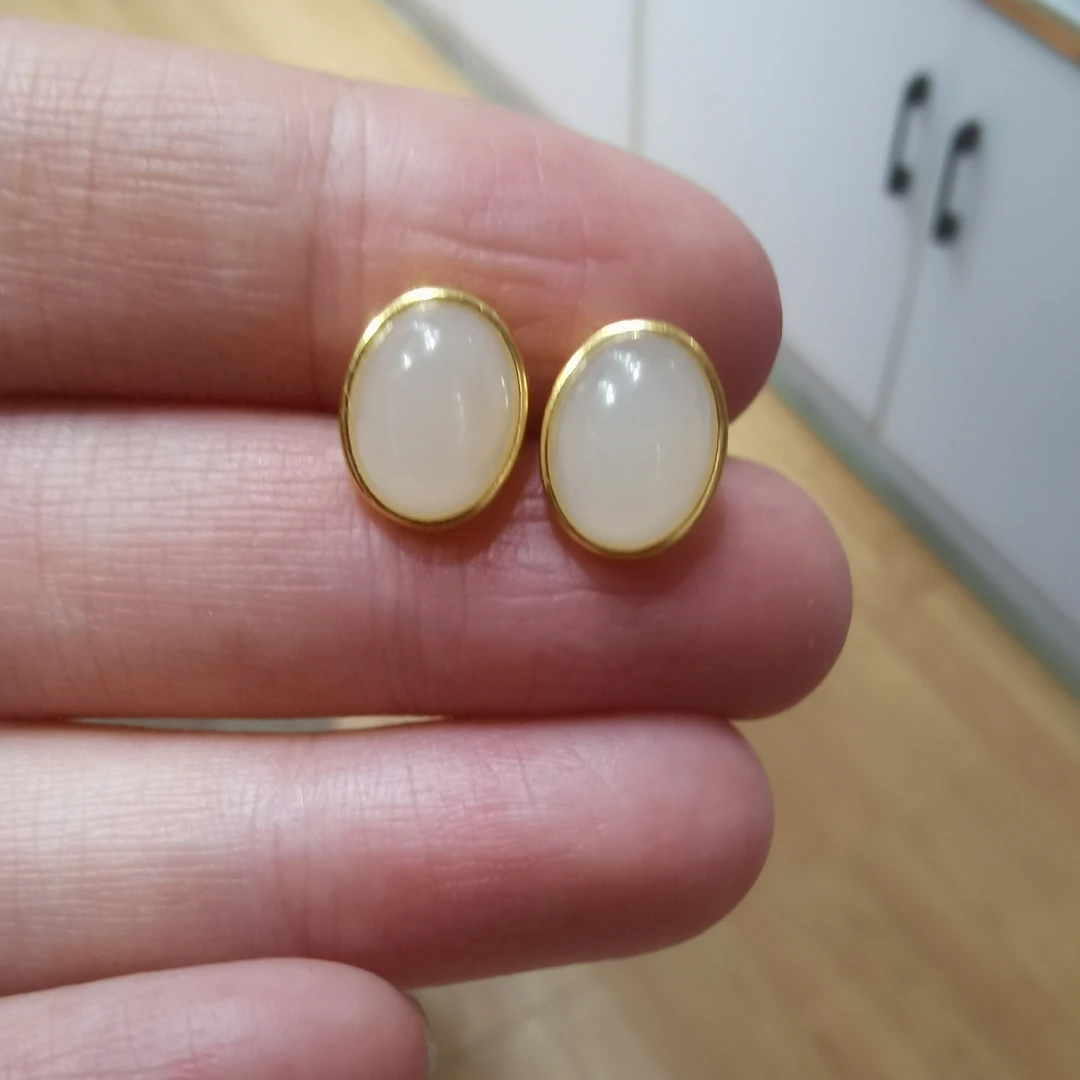 和田玉白玉冰底耳饰