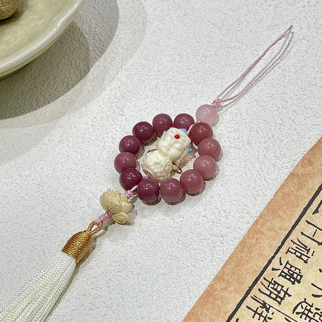 藕粉胖苹果栀菩提意挂件10*9mm   G-B109070