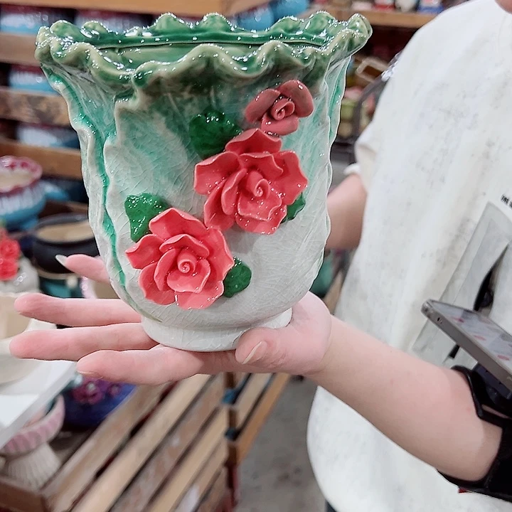 有孔，凑单福利满10元发货陶瓷多肉花盆！