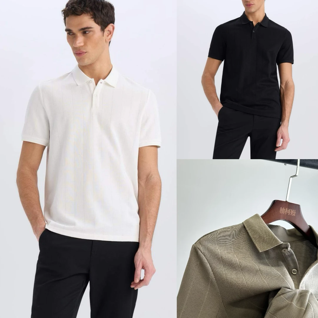 外贸男士重磅针织夏季短袖polo衫透气百搭半开休闲翻领T恤2551