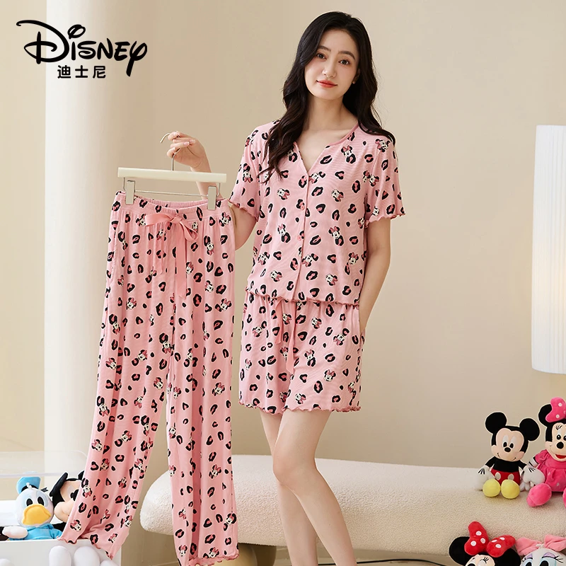 Disney/迪士尼夏季新款套头三件套睡衣舒适休闲家居服套装0138