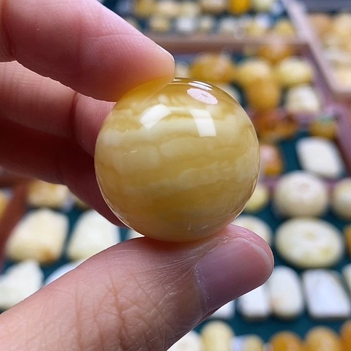 琥珀未镶嵌珠宝奇石9.14虎皮圆珠