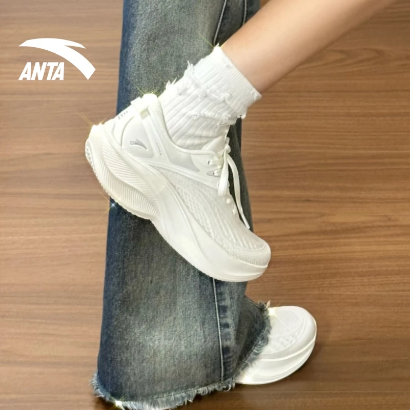 安踏叶子5女款跑步鞋2025秋季新款轻便软底增高透气休闲运动女鞋