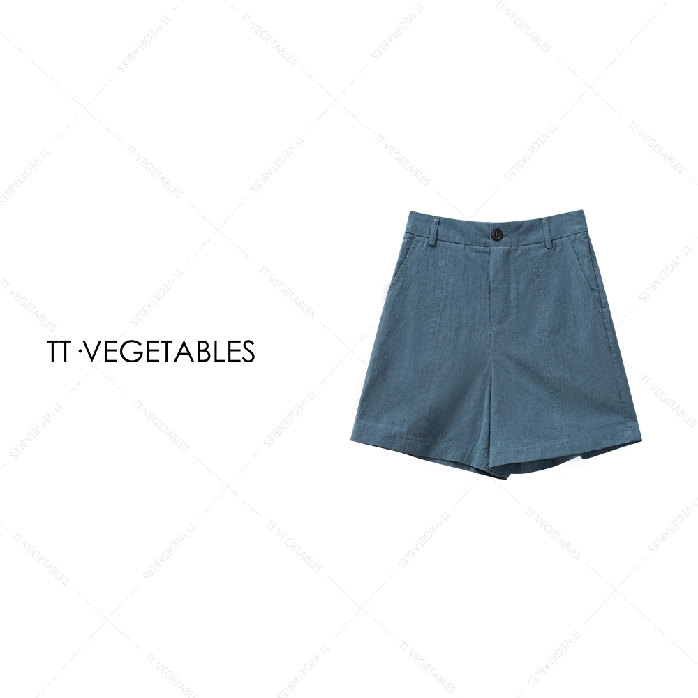 TT・VEGETABLES【序白】破茧 新款靛蓝牛仔裤纽扣时尚休闲短裤518821