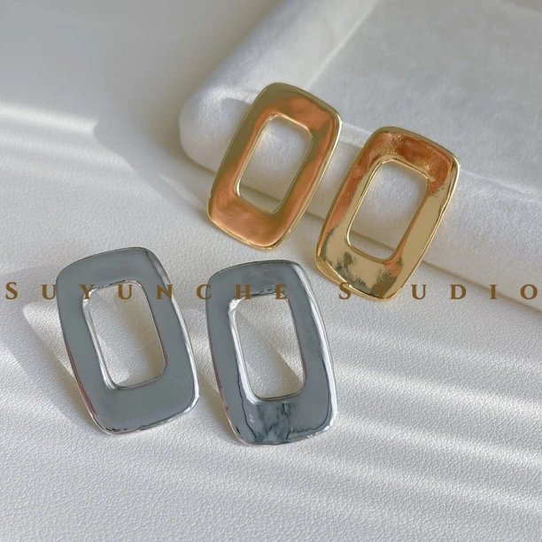 铜合金耳饰 SuyuncheA126时尚别致个性小众气质几何镂空耳环