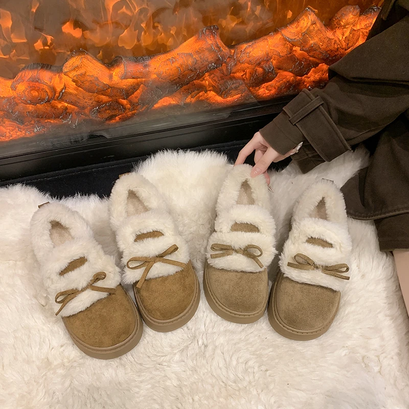 苏茵茵加绒加厚雪地靴女2025冬季新款百搭厚底勃肯棉鞋保暖毛毛鞋
