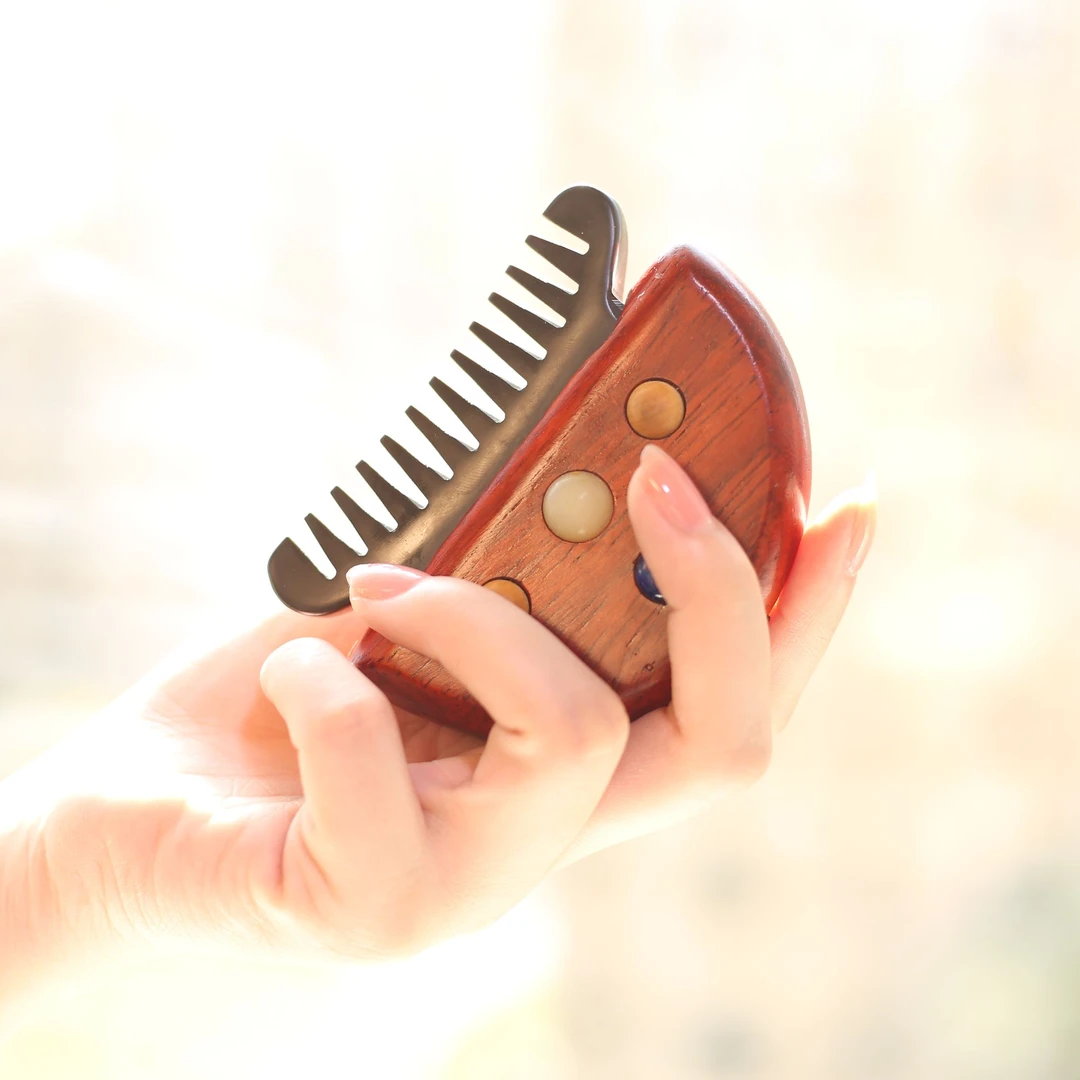 电加热玄黄砭石梳子头部按摩五行梳