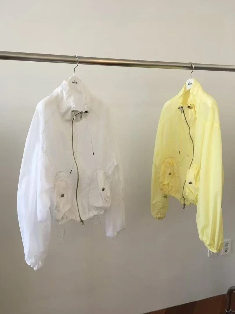 韩国东大门2025年春夏季breathe薄透防晒连帽拉链休闲外套