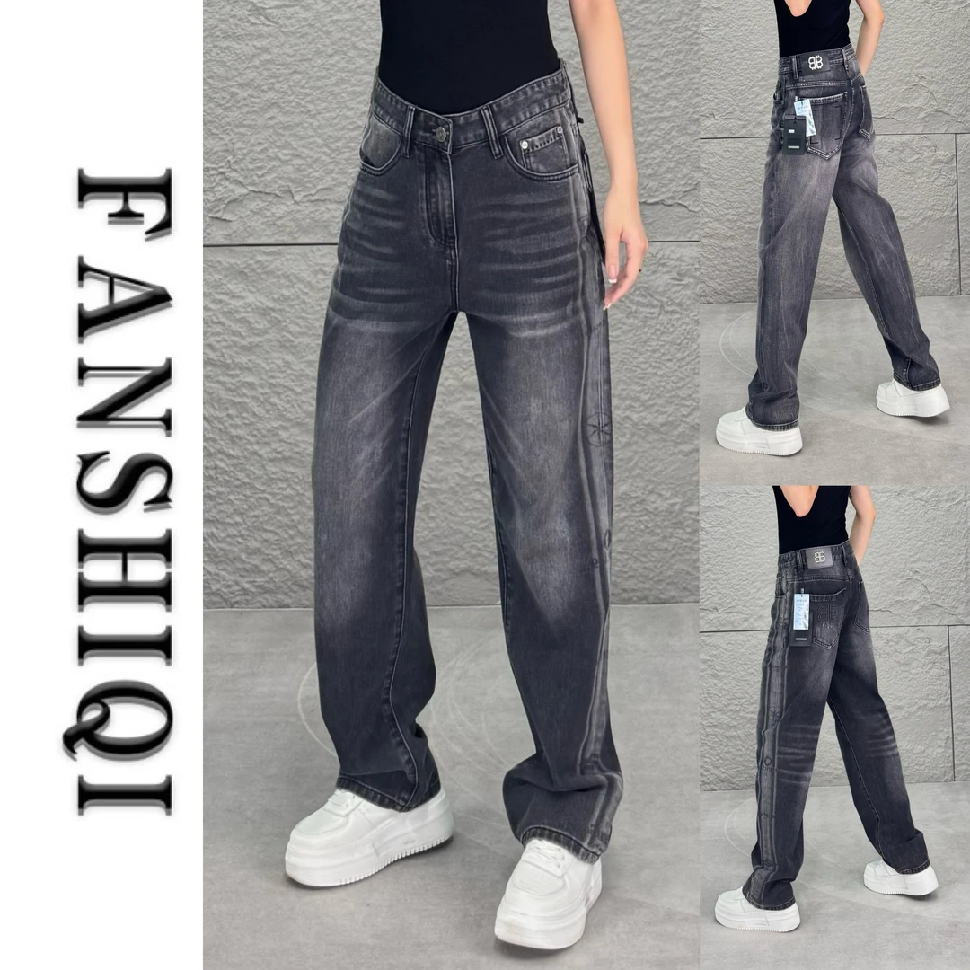 2025秋季男士新款烟灰色挺阔宽松直筒牛仔裤百搭显瘦时尚牛仔裤