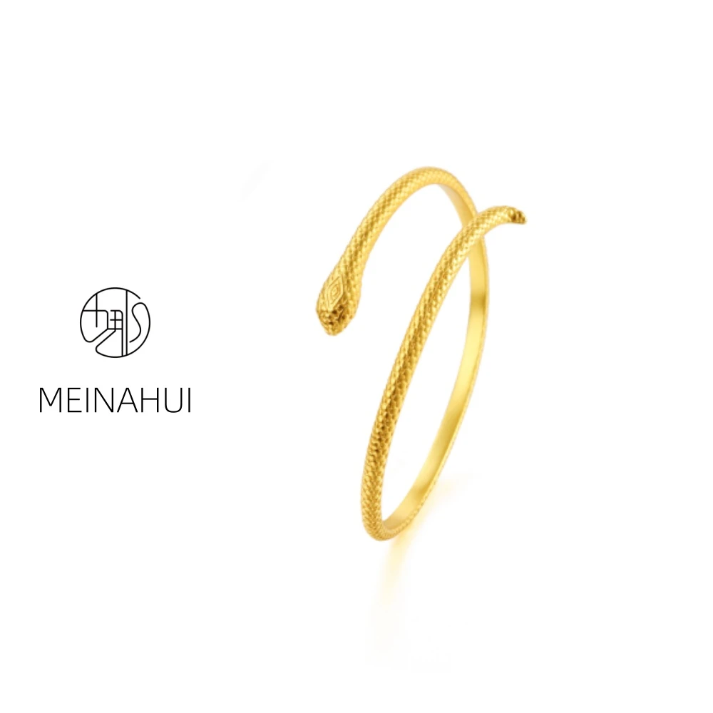 手镯  MEINAHUI/两圈灵蛇手镯简约时尚手工雕刻款轻奢