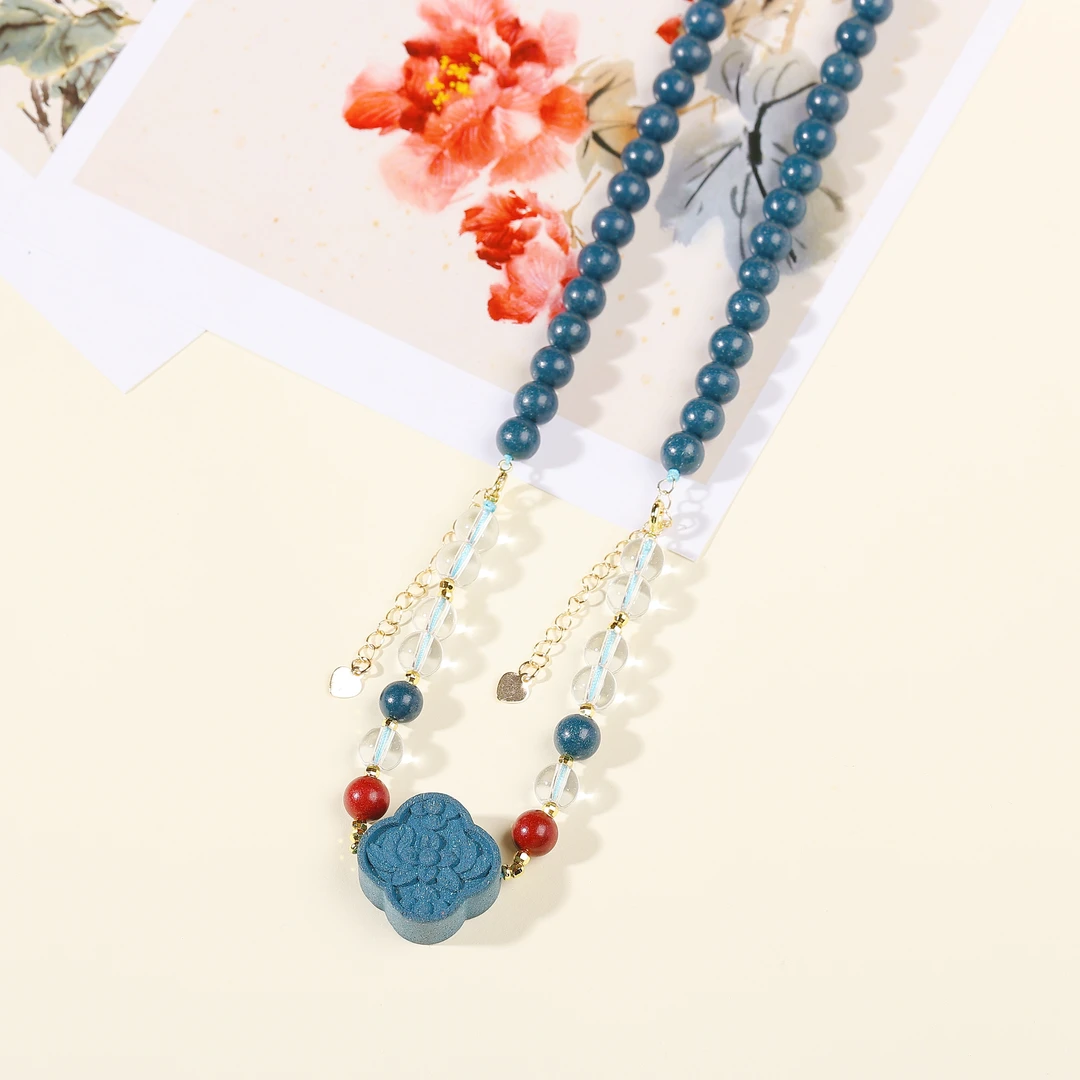 蓝药师四方牡丹牌8mm项链hx0120zt5233