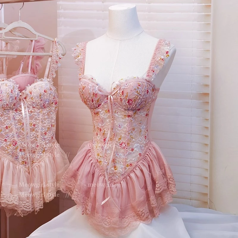 今夕何夕2025新款性感女款立体显瘦收腹塑性蕾丝吊带纯欲风束身衣