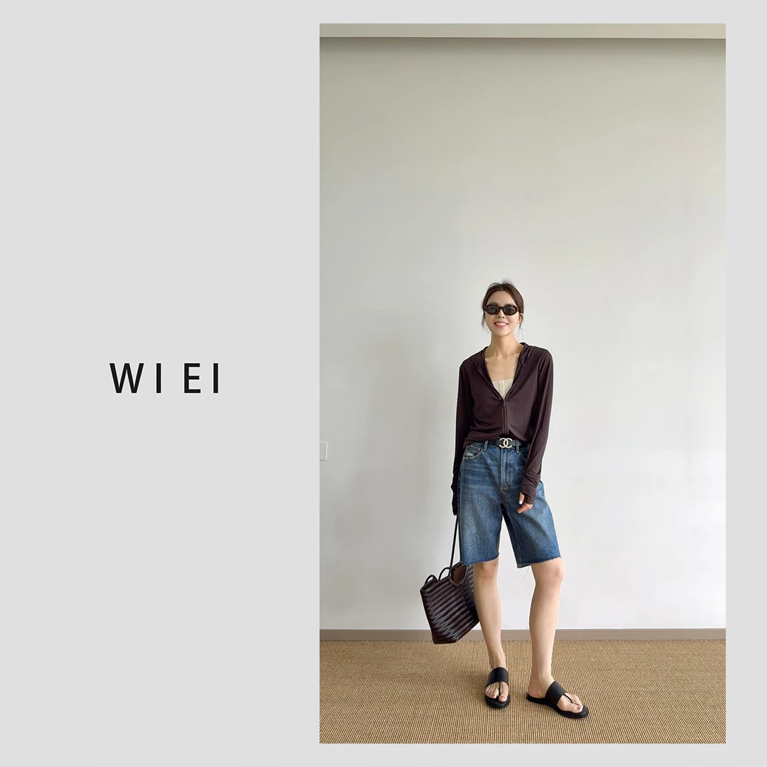 《WI EI》追光者*進口凉感醋酸 修身连帽超薄 休闲上衣开衫 W25W063