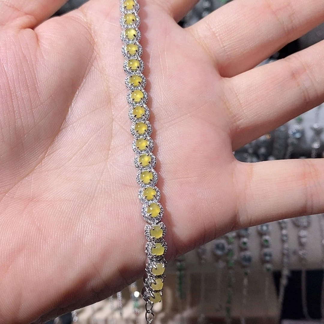 翡翠银S925镶嵌手链