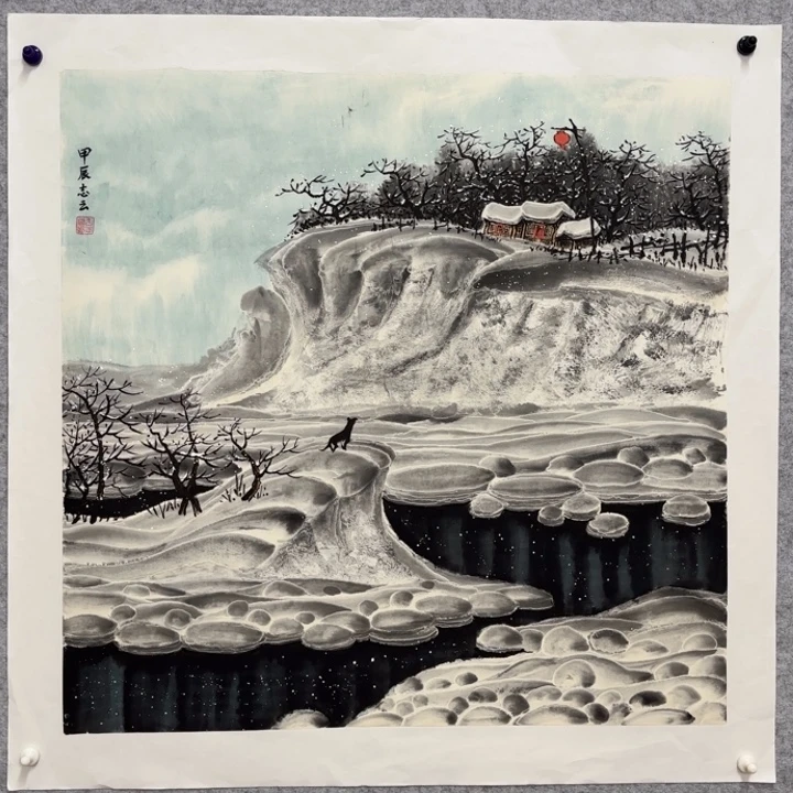 国画花鸟等图案为一体的