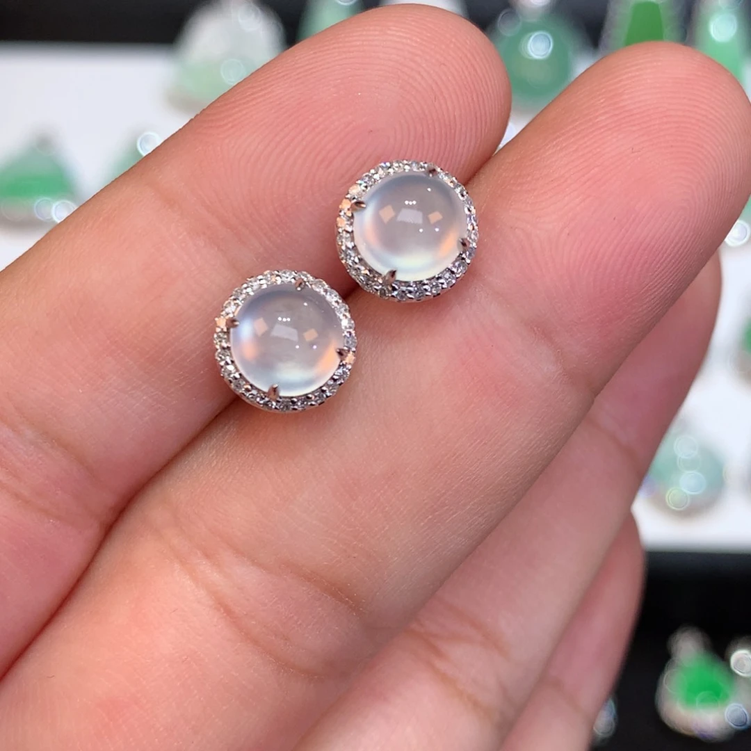 翡翠18K金镶嵌耳饰（收到货48小时鉴赏期）