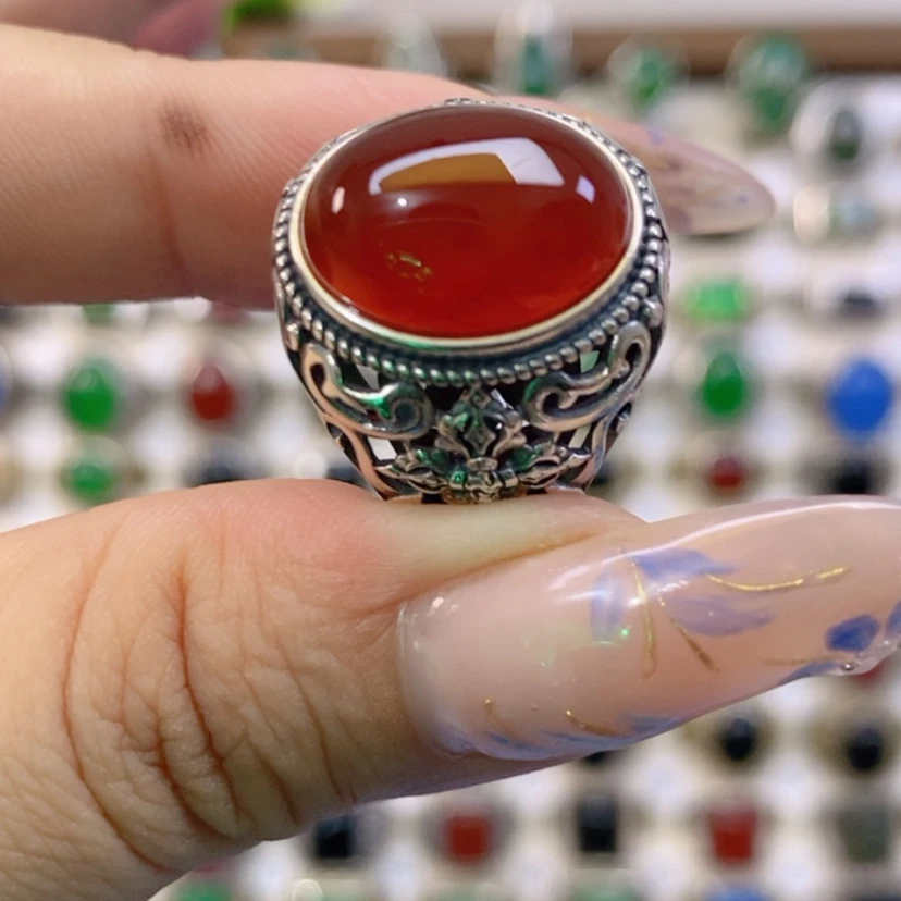 【闪购商品】玛瑙/玉髓戒指银S925镶嵌