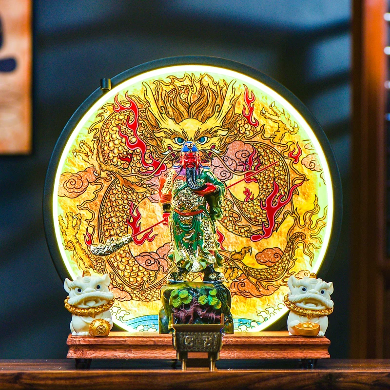 关公神像家用玄关招财彩绘关二爷新中式武财神开业送礼装饰品摆件