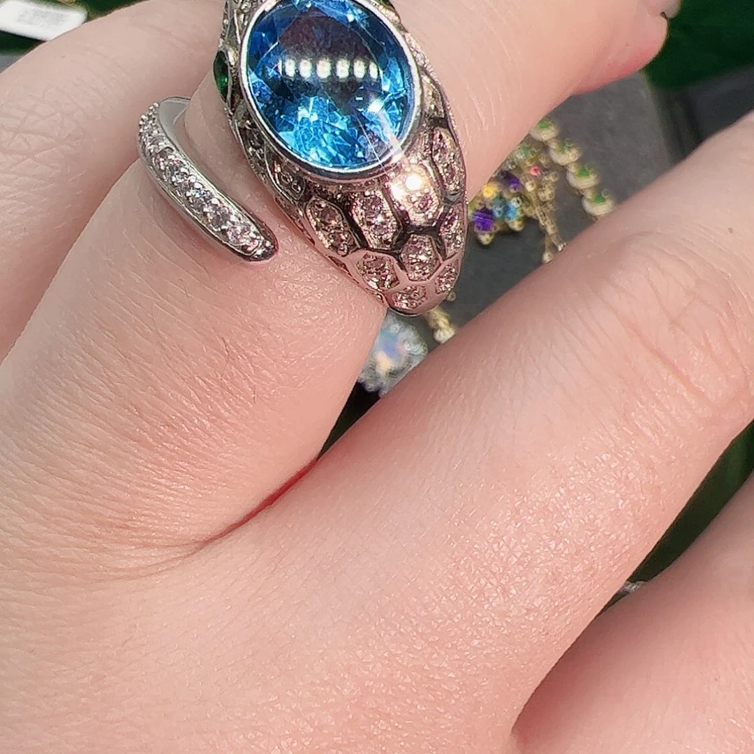 托帕石戒指银S925镶嵌