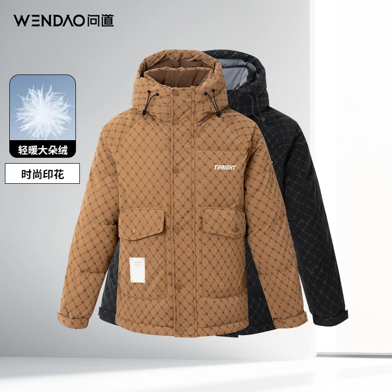 问道&街头男人帮联名款·满印老花连帽羽绒服时尚潮流鸭绒外套0053