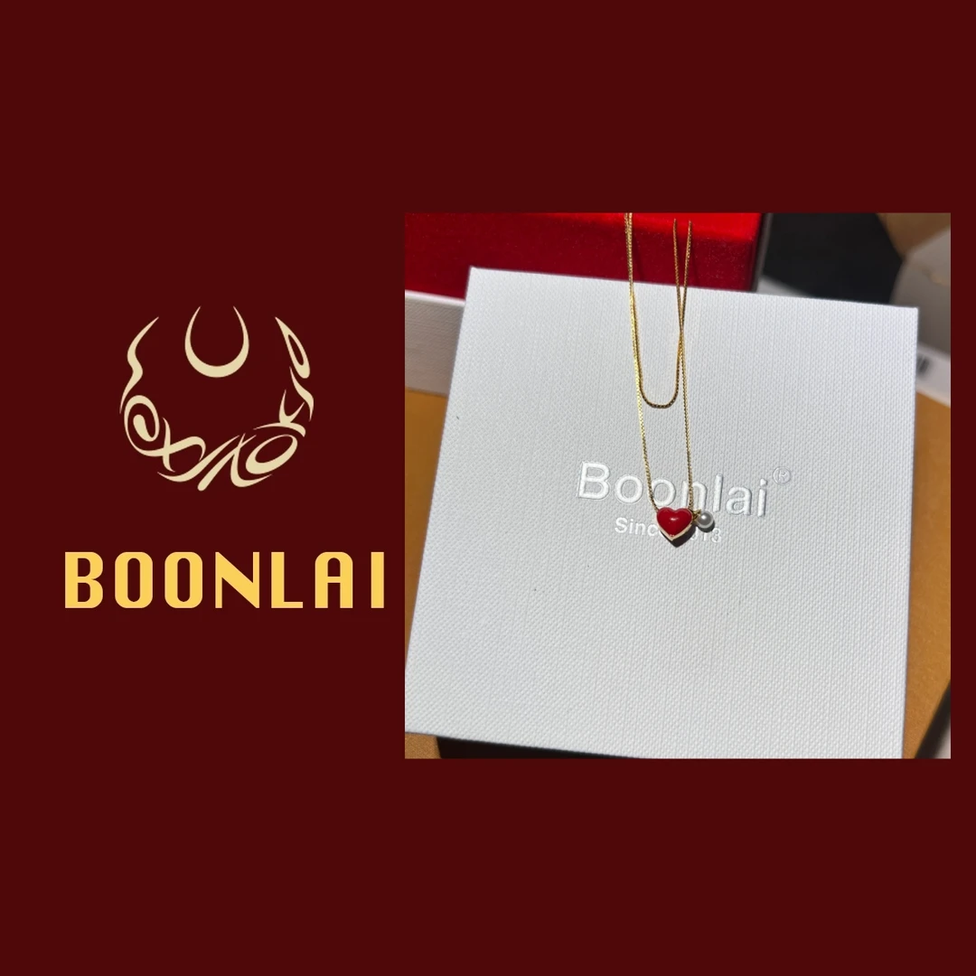 铜合金项链 Boonlai 红色爱心珠珠简约项链4153