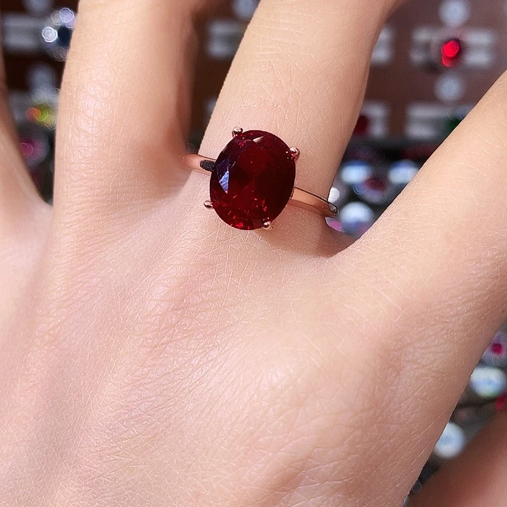 925银酒红戒指玫瑰金911