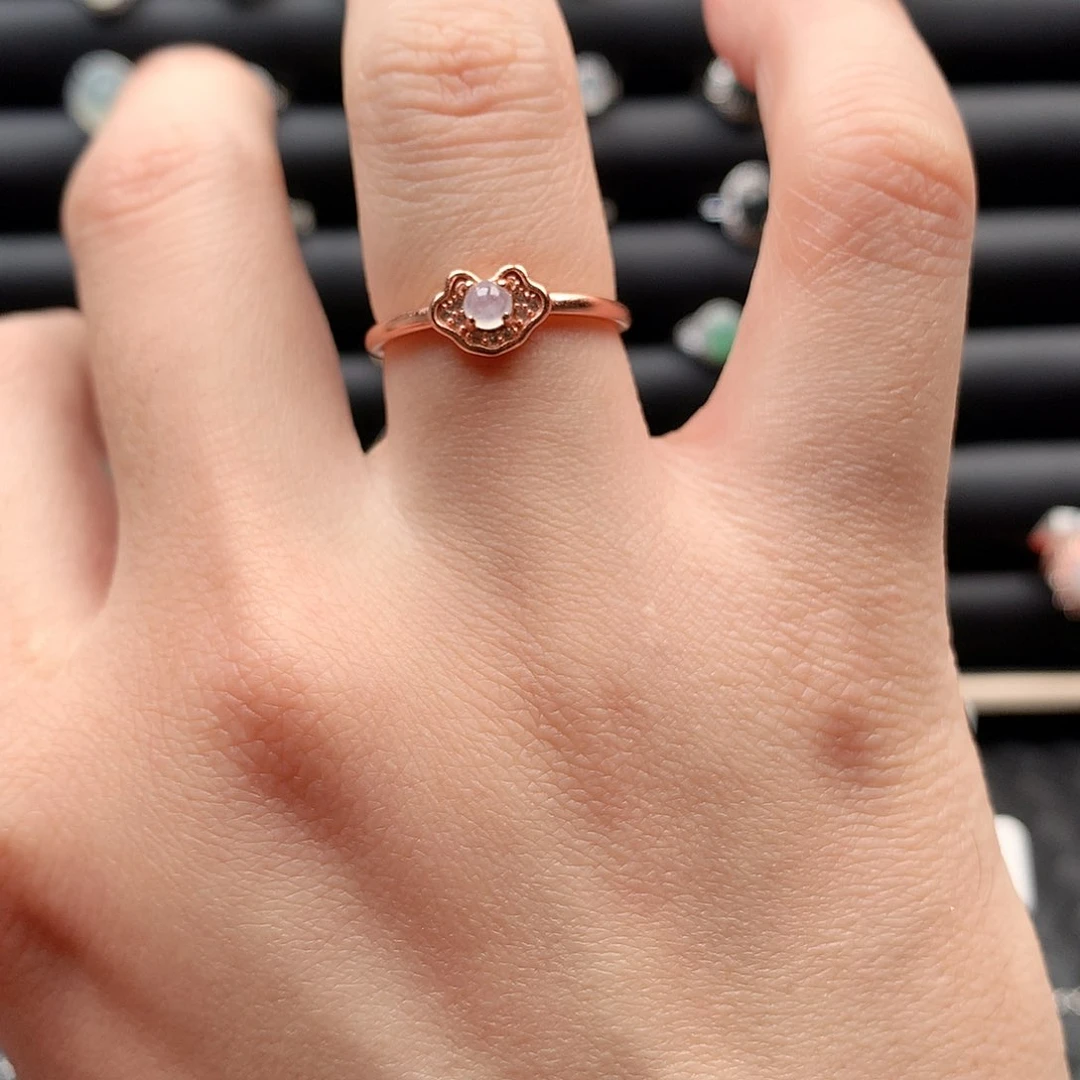 翡翠戒指银S925镶嵌0140