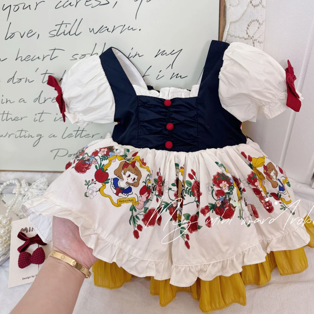 2025女童洛丽塔表演服蝴蝶结裙子夏季公主风洛丽塔泡泡袖连衣裙