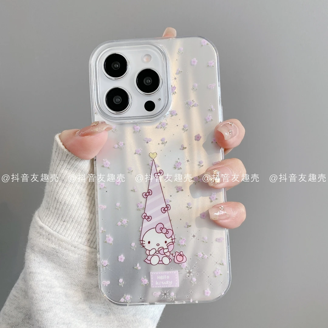 流星纹IMD适用iPhone16promax15/14/13/12/11手机壳可爱碎花凯蒂