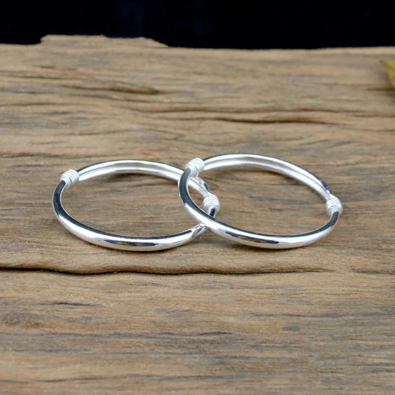 足银手镯 光面宝宝镯 101