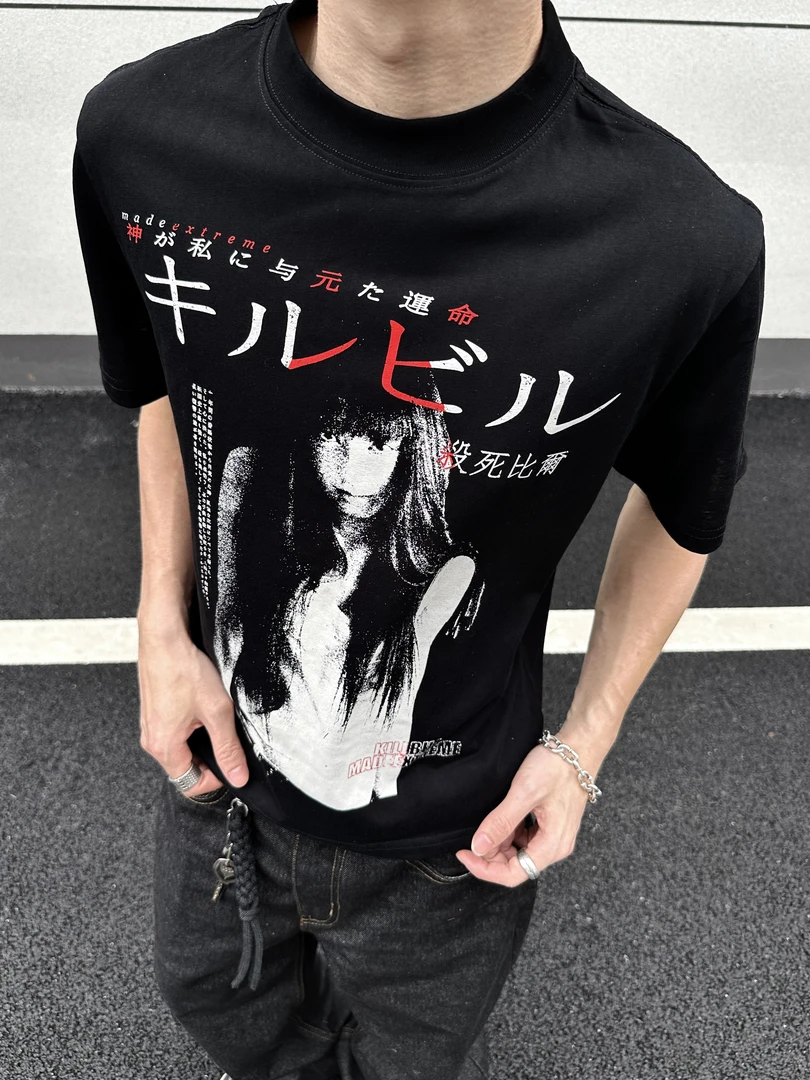 【EME】【轻薄透气】杀死比尔电影雪花棉凉感短袖t恤200g印花水洗工艺