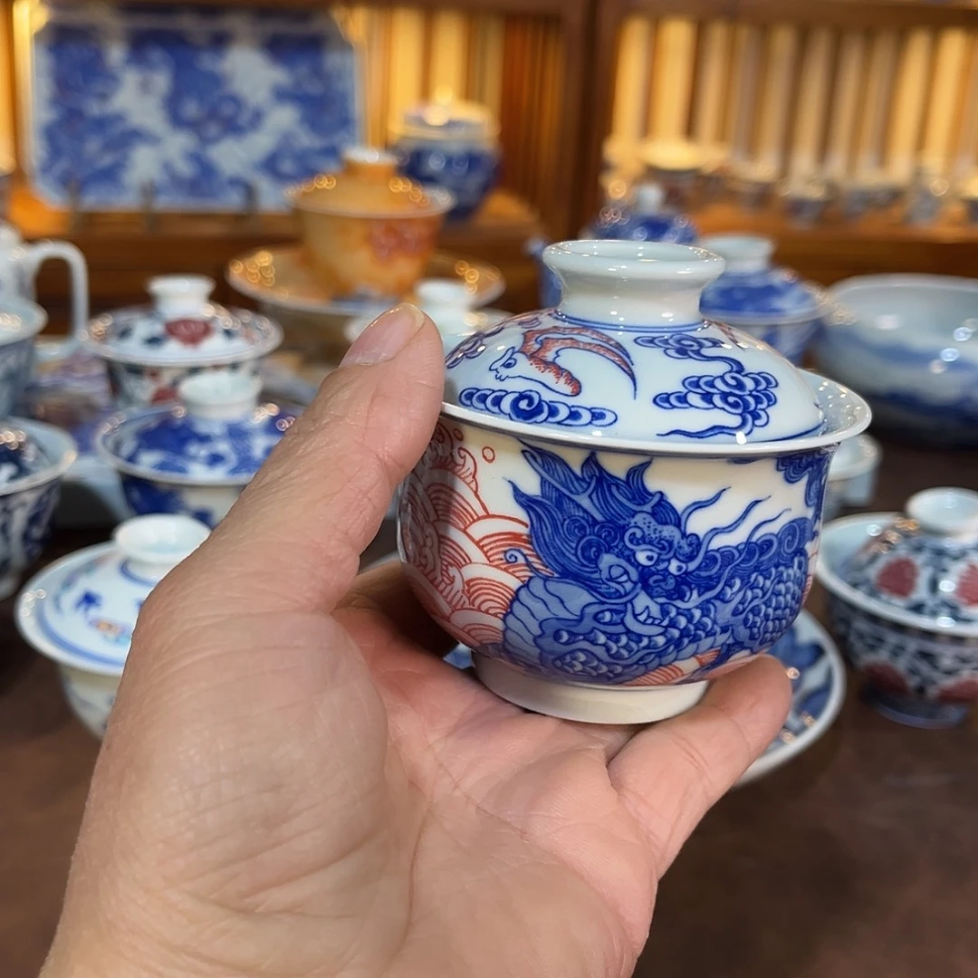 錡镇堂手工手绘盖碗